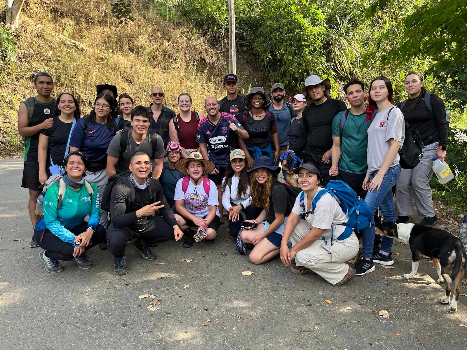 Balu Coliving Medellin residents together on a group hike outside the city